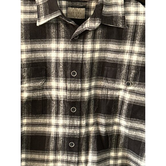 JACHS Shirt Mens Extra Large Black Gray White Button Up Cotton Long Sleeve - Picture 3 of 7